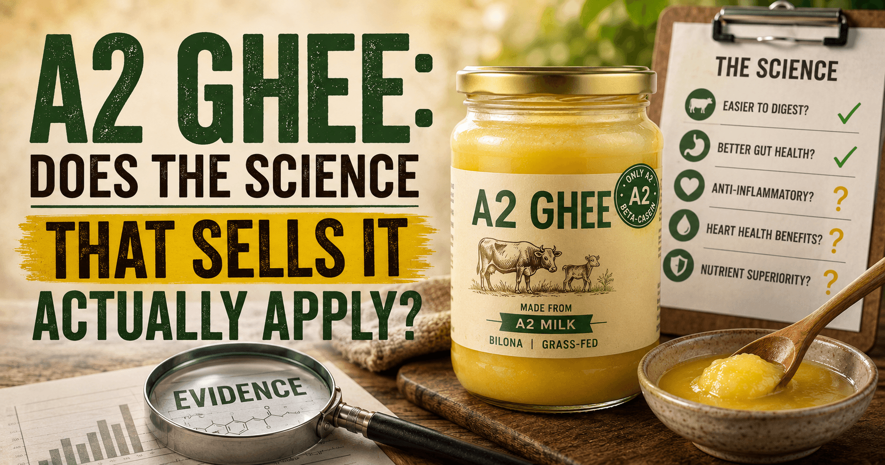 A2 Ghee scientific investigation cover illustration