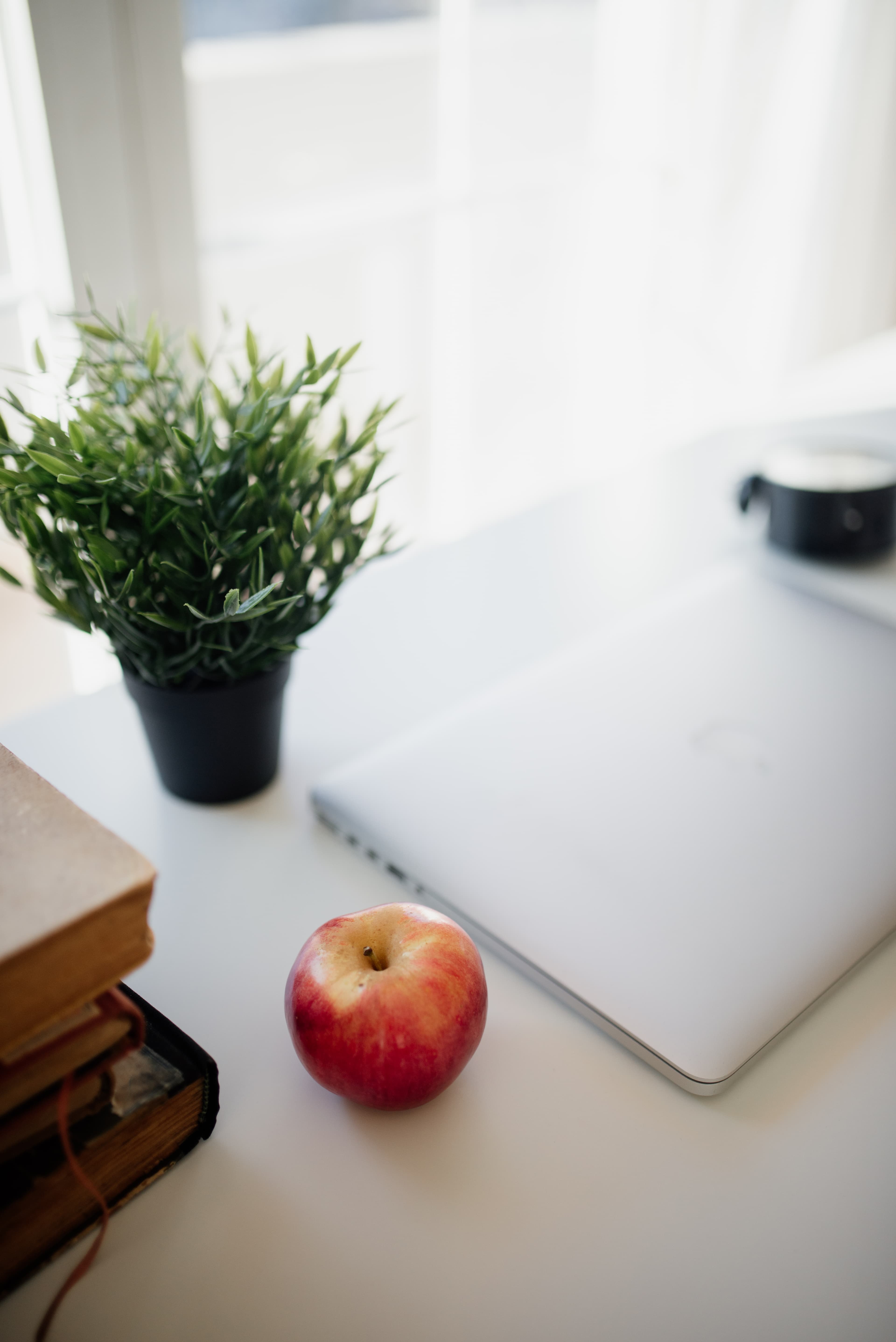 Workspace with laptop and notebook representing research and projects